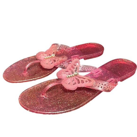 Coach Pasarella womens size 10 Glitter Butterfly Pink‎ flip flops Sandals - Picture 1 of 8